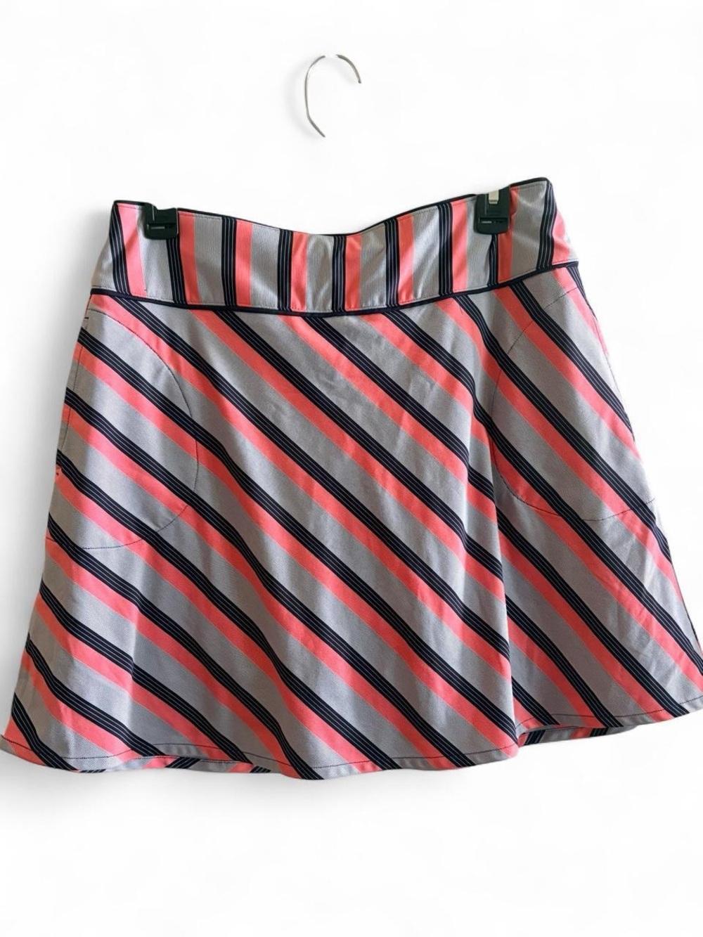 Fairway & Greene Coral, Gray & Navy Striped Golf Skirt Sz M
